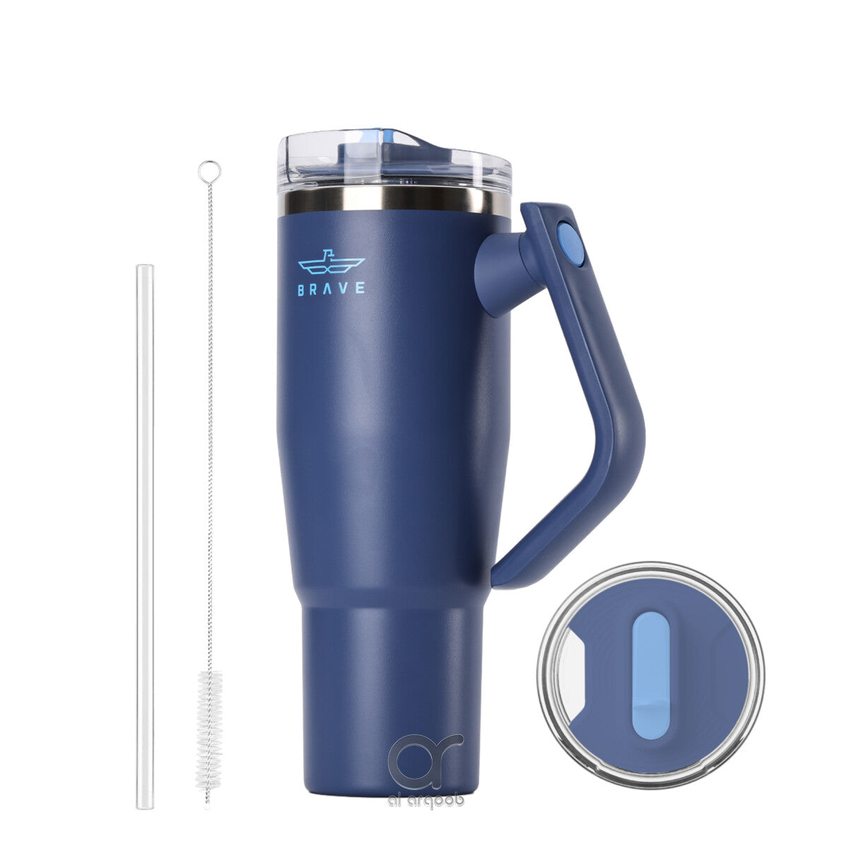 Brave Temp Guard Vacuum Insulated Travel Mug – 180° Rotating Handle, 24H Cold & 12H Hot Retention, Leak-Proof Lids, 950ml –DEEP OCEAN-BT-04DO