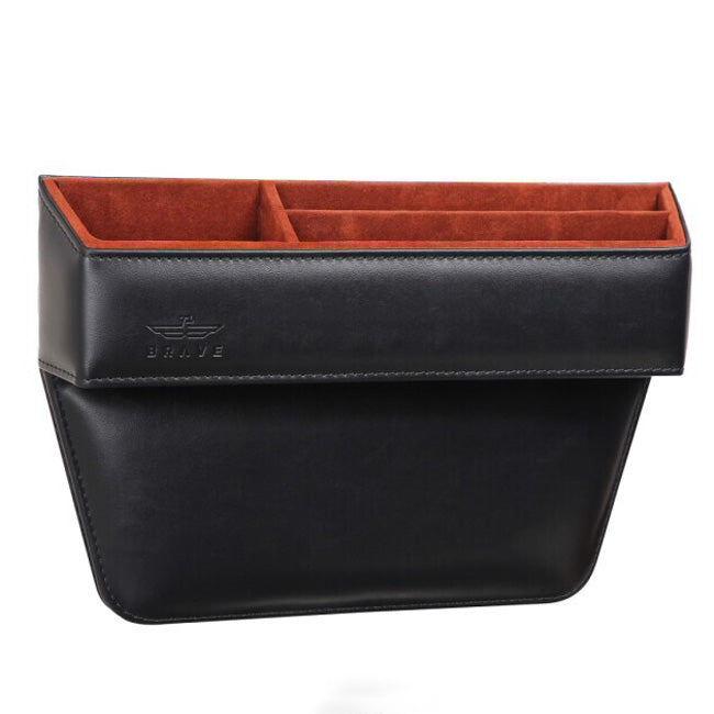 BRAVE CAR STORAGE ORGANIZER LEATHER CAR SEAT GAP STORAGE-BLACK