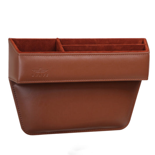 BRAVE CAR STORAGE ORGANIZER LEATHER CAR SEAT GAP STORAGE-BROWN