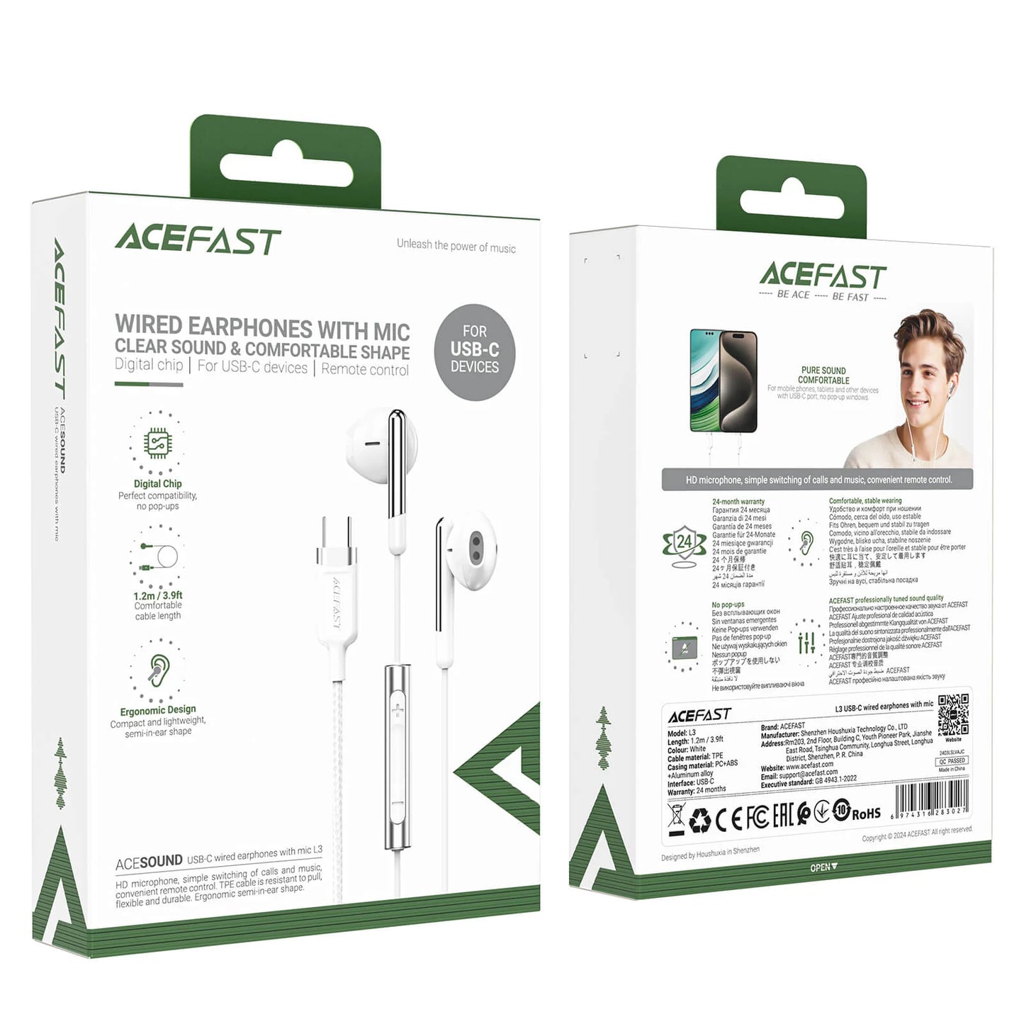 ACEFAST- L3 TYPE-C WIRED EARPHONES WITH MICROPHONE