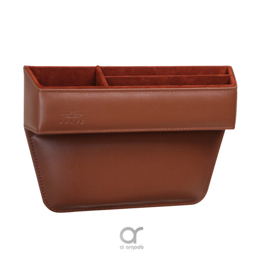 BRAVE CAR STORAGE ORGANIZER LEATHER CAR SEAT GAP STORAGE-BROWN