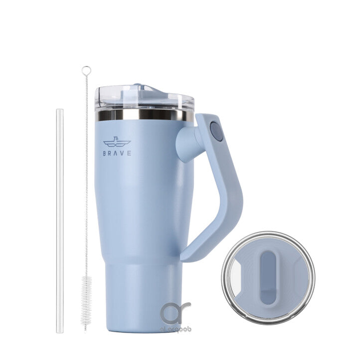 Brave Temp Guard Vacuum Insulated Travel Mug – 180° Rotating Handle, 24H Cold & 12H Hot Retention, Leak-Proof Lids, 950ml – SKY BLUE-BT-04SB
