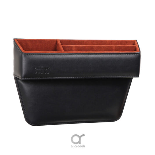BRAVE CAR STORAGE ORGANIZER LEATHER CAR SEAT GAP STORAGE-BLACK