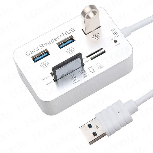 3 PORT ALUMINUM USB 3.1 HUB CARD READER/MS DUO/SD(HC)/M2/T-FLASH