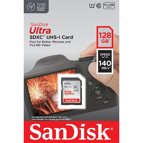 SANDISK ULTRA UHS-I SDXC MEMORY CARD, 128GB, 140MB/S